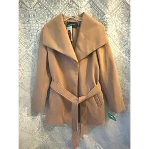 Tahari Ella Womens XL warm Wool Double Face Wrap Coat NWT cozy classic normcore